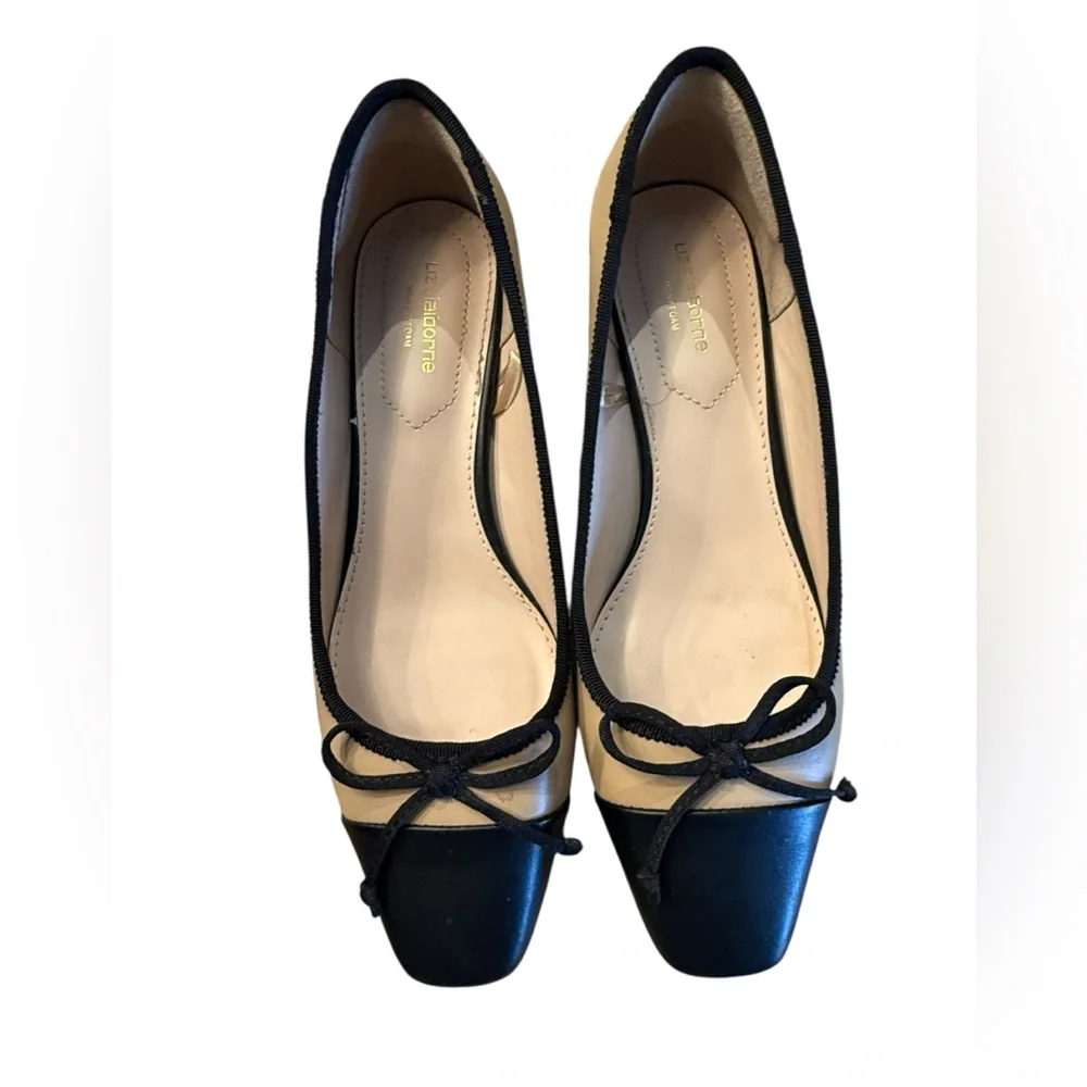Liz Claiborne Two-Tone Beige and Black Low Heel Pumps